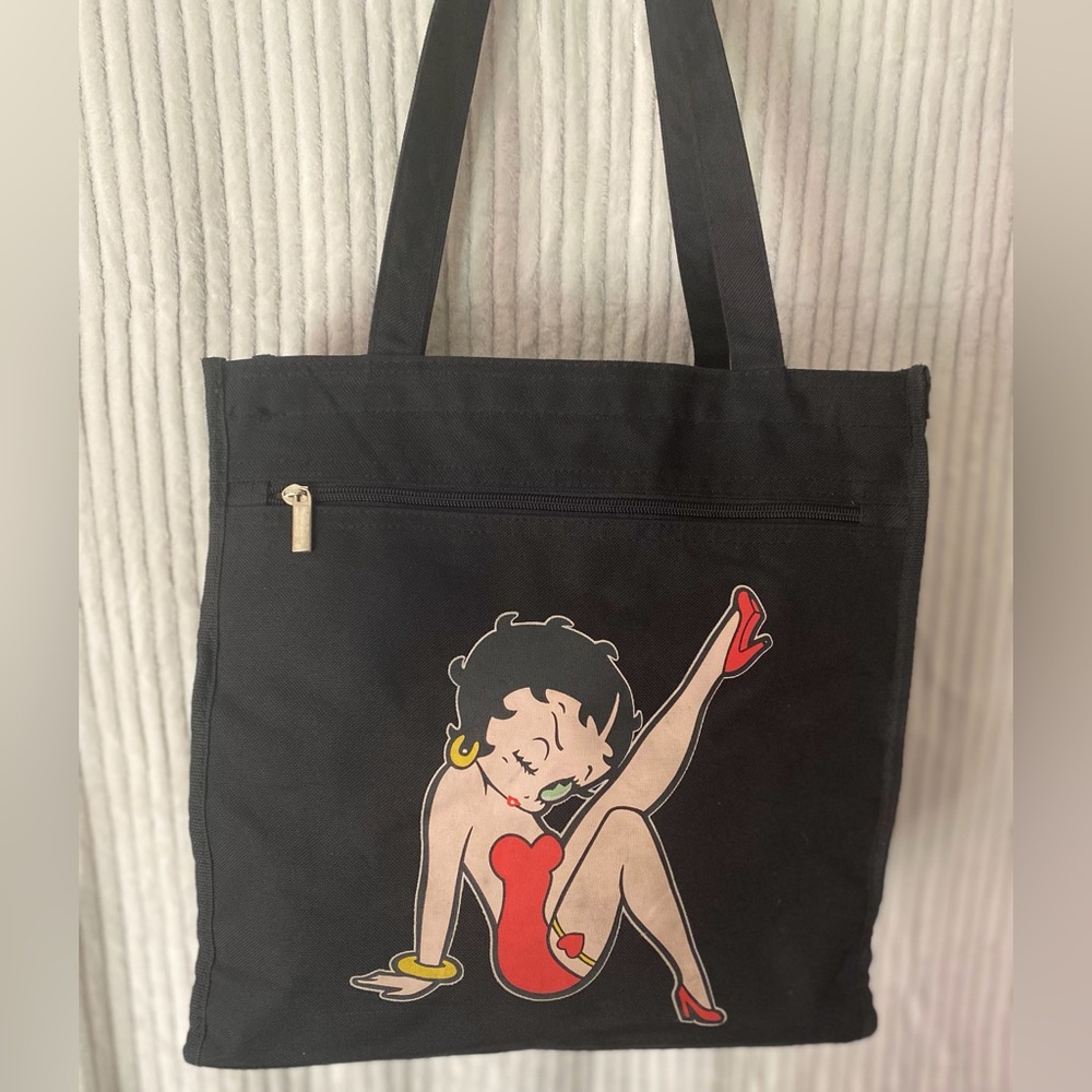 Betty Boop Black Shoulder / Tote Bag with Designs - Picture 2 of 14